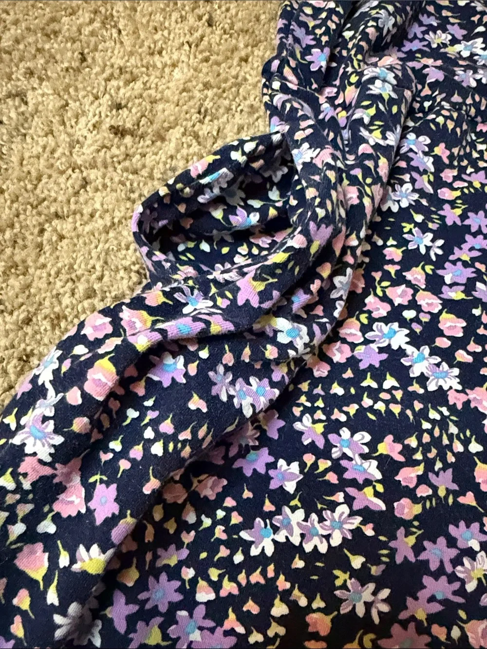 Girls Navy Floral Fit-and-Flare Dress